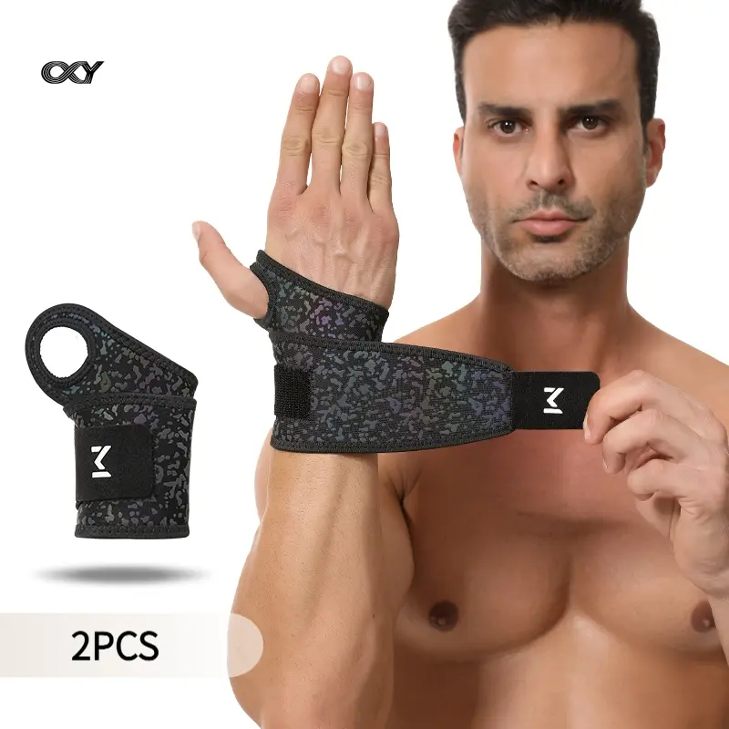 2PCS Fitness Wrist Wraps | Elastic Compression Support Straps with Thumb Loop for Weight Lifting, Gym
