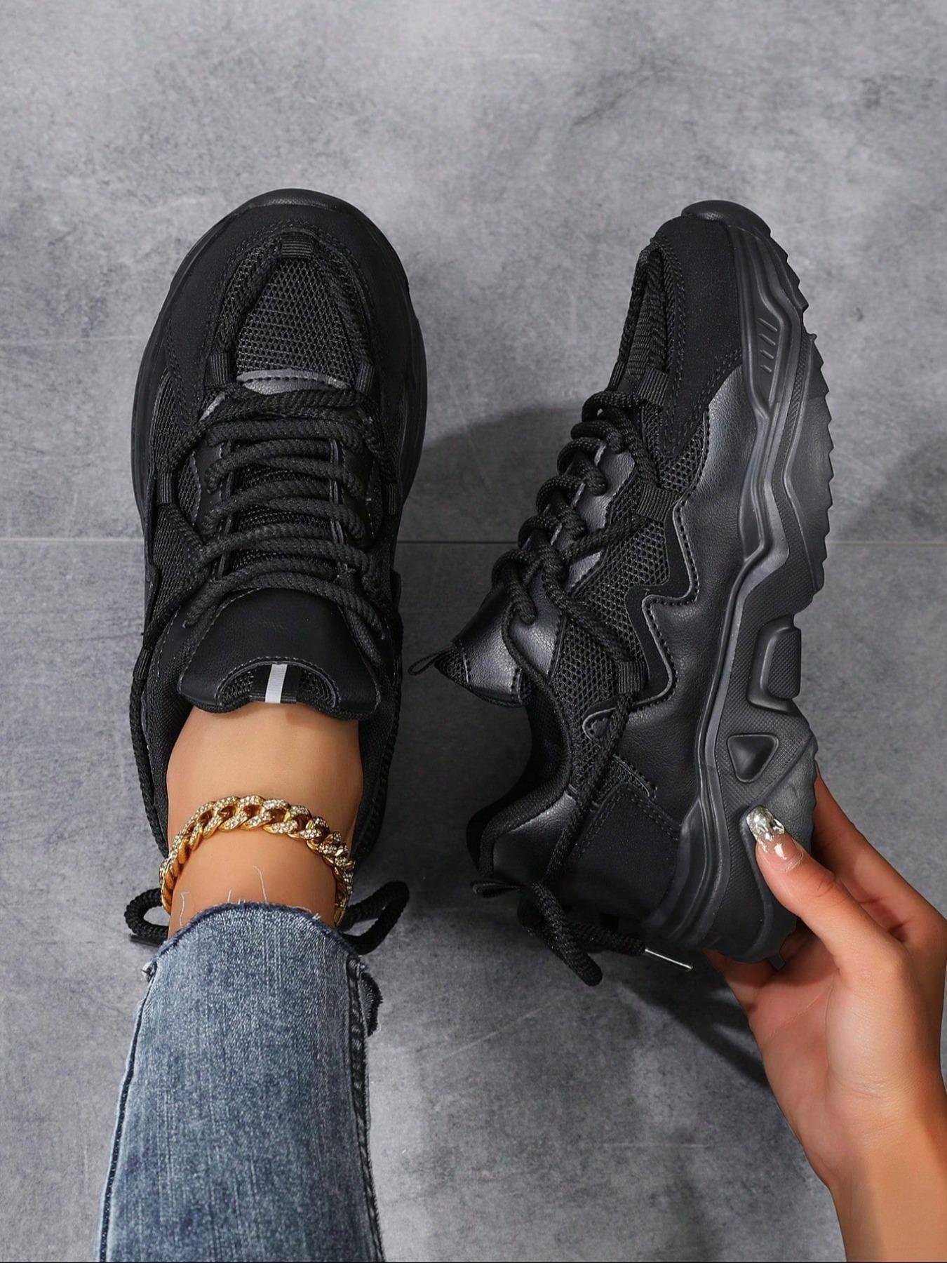 Women's Fashionable Lace Up Low Top Sneakers, Trendy Walking Sneaker, Casual Athletic Sneakers, Casual Comfortable Sports Shoes for Daily Wear, Lightweight Breathable Shoes for All Seasons