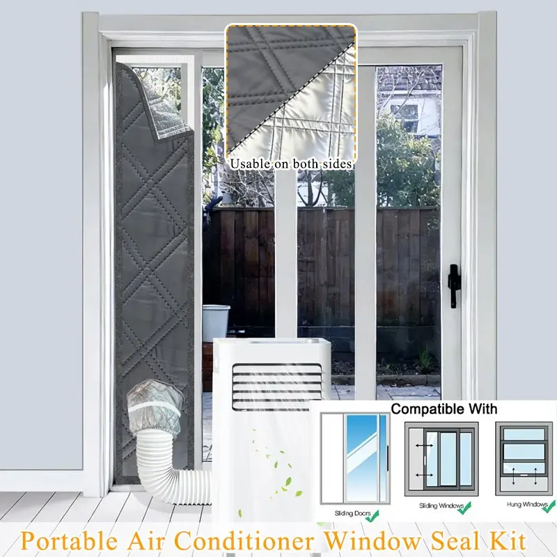Portable Thickened Air Conditioning Window Seal Kit, Adjustable Rope and Straps, Energy Saving All Seasons, Easy Installation