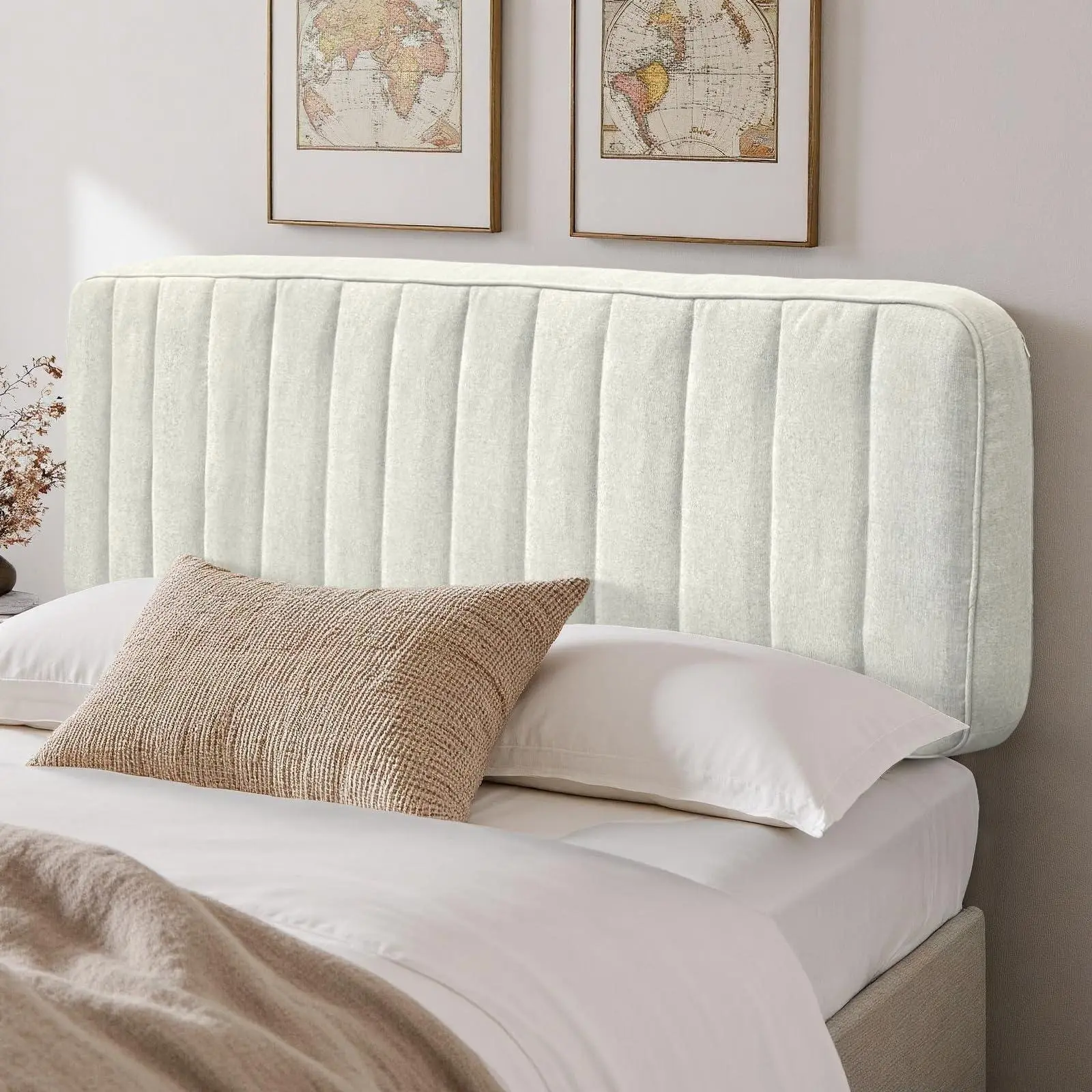 Gray Sponge Headboard Pillow, Padded Bed Backrest Cushion with Upholstered Design, Soft Support for Reading, Watching TV & Relaxing in Bed