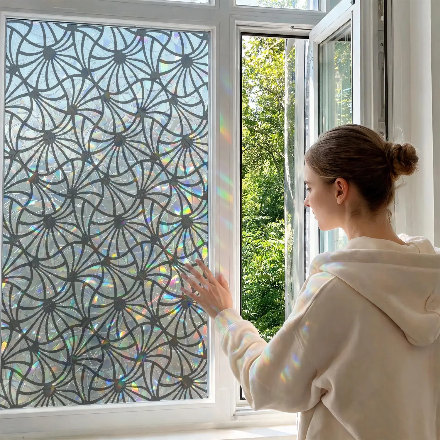Radiating Fan Pattern Static Window Sticker,Good Adsorption Properties,Reusable, Indoor Screen Decor,Used For Indoor Screen Decoration