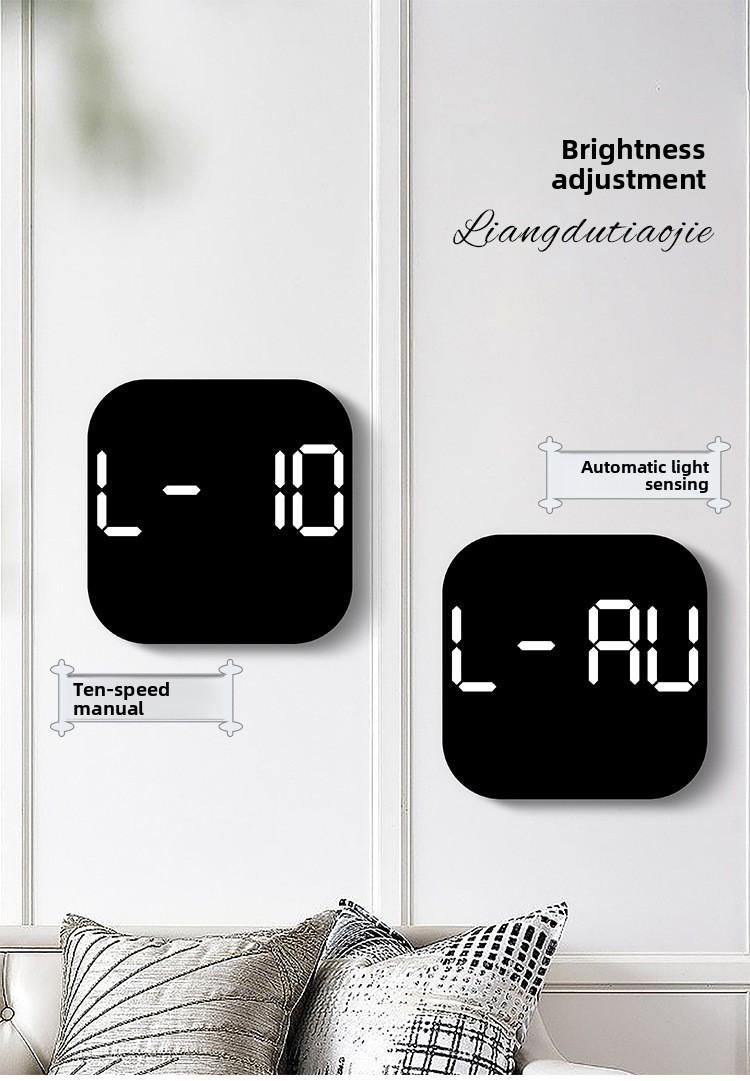 Large Display Digital LED Wall Clock Battery Operated with Temperature Date Weekday Display Adjustable Brightness Alarm Timer Modern Hanging Table Clock for Living Room Bedroom Home Decor