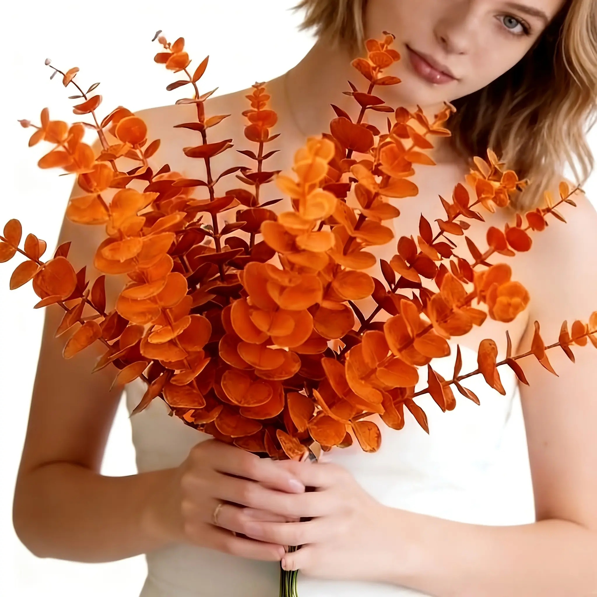 80pcs Artificial Eucalyptus Flowers, Wedding, Easter, Thanksgiving, Valentine's Day Centerpiece, Home Table Decor, Plastic Fake Plants