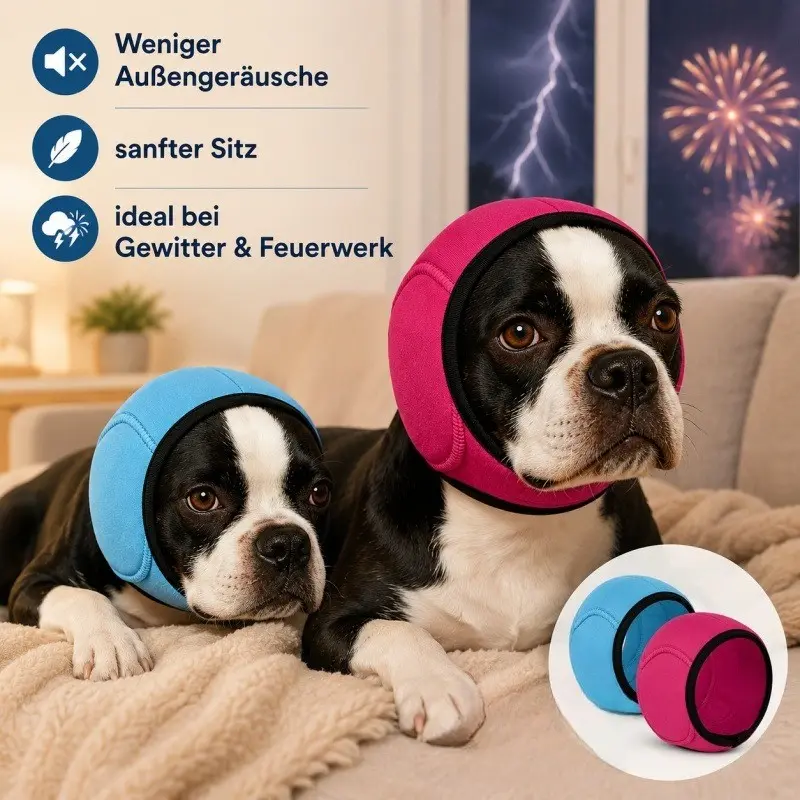 Noise-Reducing Dog Ear Muffs, Soft Adjustable Pet Headset, Relieves Anxiety From Thunderstorms, Suitable for Small Dogs, Blue and Colors