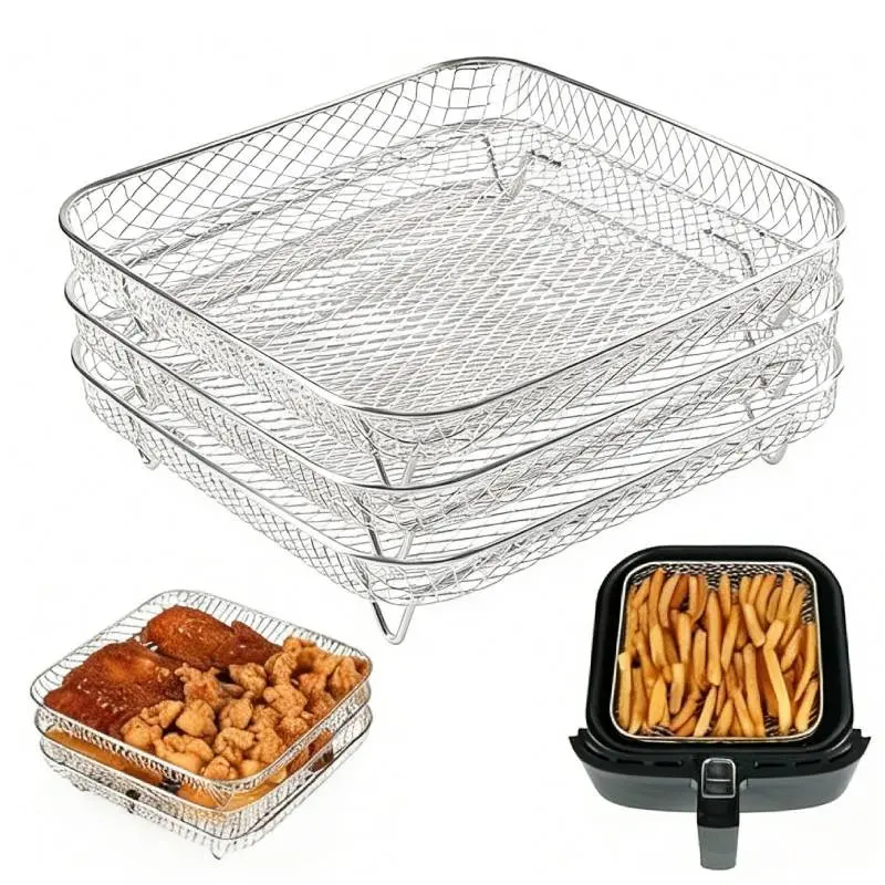 3pcs Air Fryer Stackable Dehydrator Rack, Multi-Layer Cooking Rack, Filter Rack Accessories, Healthy Cooking Solution, Versatile Kitchen Tool, Efficient