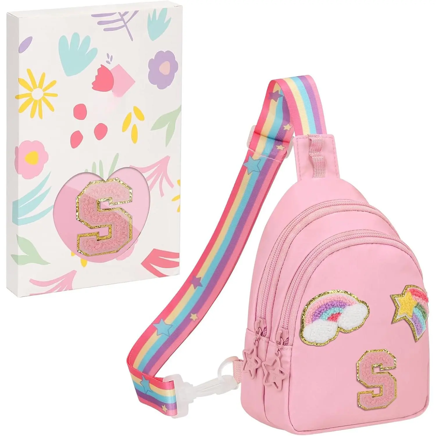 Initial Sling Bag for Girls, Letter Crossbody Bag with Adjustable Strap, Large Shoulder Purse