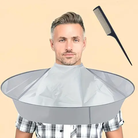 Hair Cloak Cape, Adjustable Haircut Cape Umbrella, Foldable Hairdressing Umbrella Cape with Comb, for Salon and Home Use, Heatless, Men Gifts, Barber Tools, Beard Trimmer Kit, Beard Care Accessories, Beard Grooming Kit