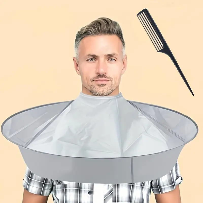 Hair Cloak Cape, Adjustable Haircut Cape Umbrella, Foldable Hairdressing Umbrella Cape with Comb, for Salon and Home Use, Heatless, Men Gifts, Barber Tools, Beard Trimmer Kit, Beard Care Accessories, Beard Grooming Kit