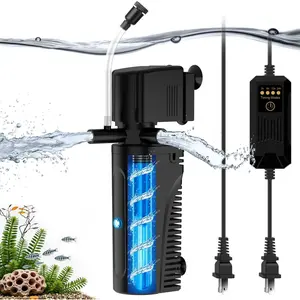 Aquarium U-V Filter for Green Water, Fish  Filter with U-V Light & Timer, Turtle  Filter with  Outlet & Aeration, for 10-30 Gallon Freshwater & Saltwater