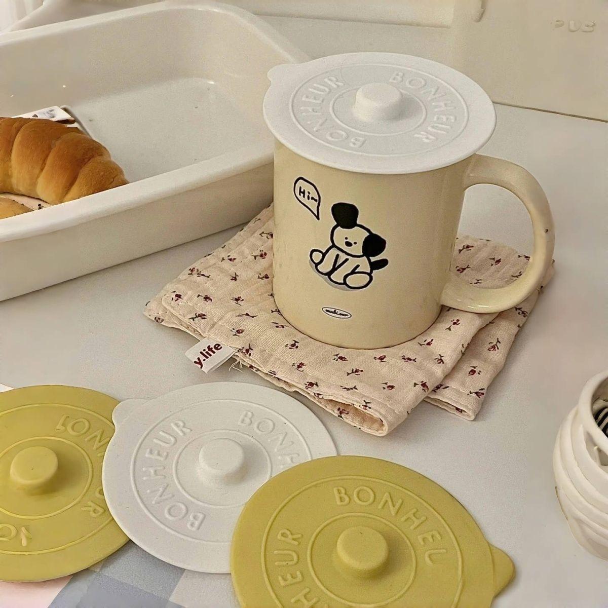 4PCS Universal Silicone Cup Lid Dustproof for Ceramic Glass Mug Tea Cup Storage Bins with Lids