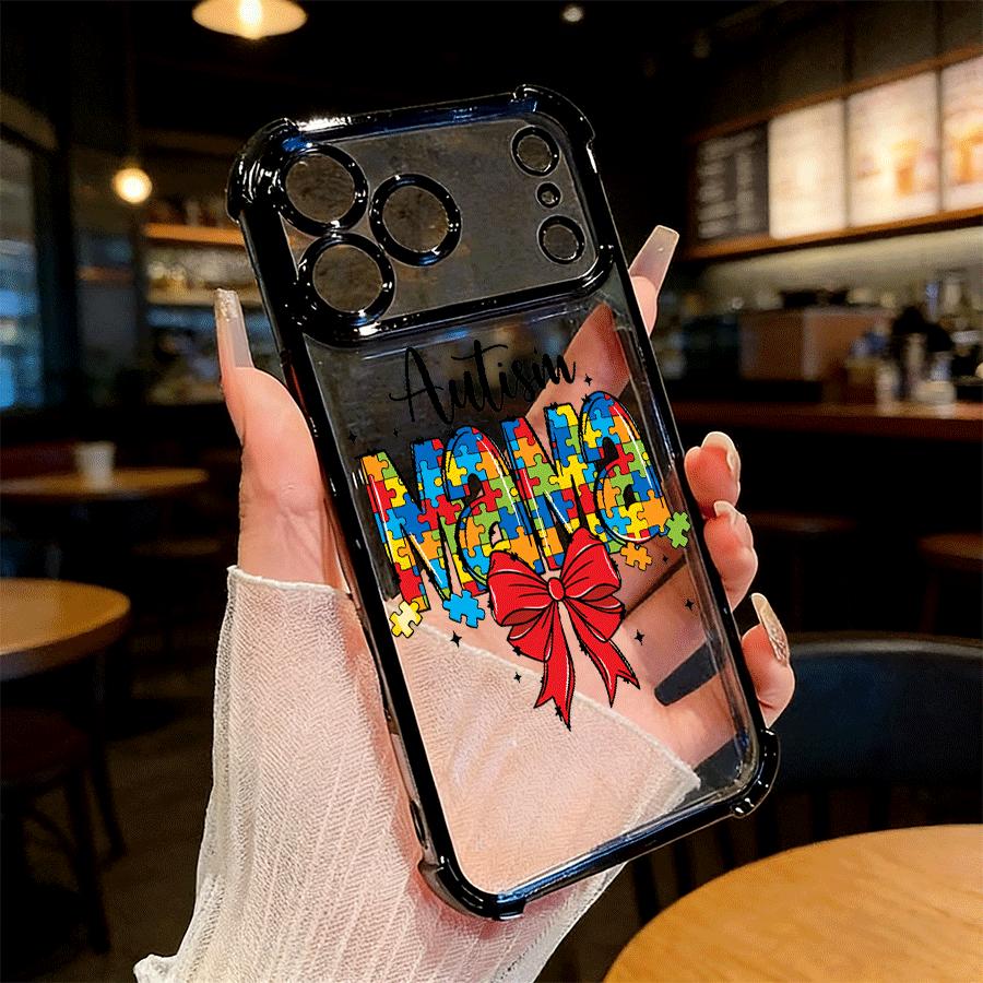 Autism Awareness Design Four Comer Ant-Fall Phone Case Transparent Electroplated Protective Cover for iPhone 17 16 Pro Max 15 Air Plus 14 13 12 11E