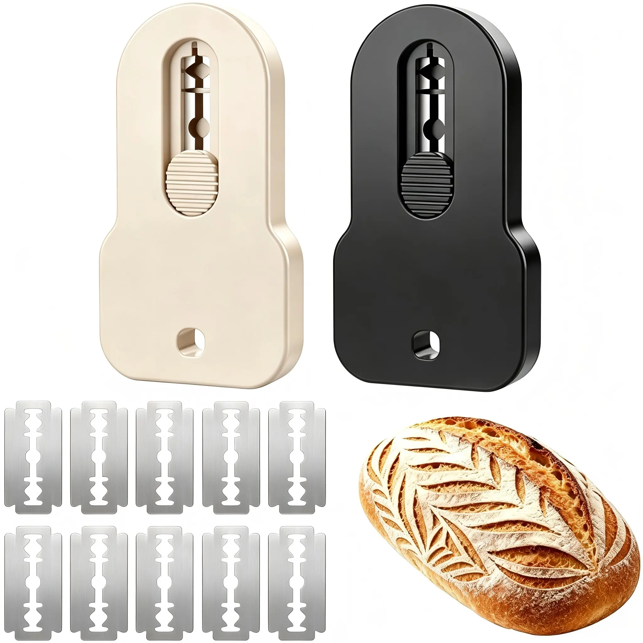 2 Pack Retractable Bread Lame with 10 Replacement Blades, Extractable Bread Scoring Tool, Scoring Knife for Bread Baking, Sourdough Scorer Tool