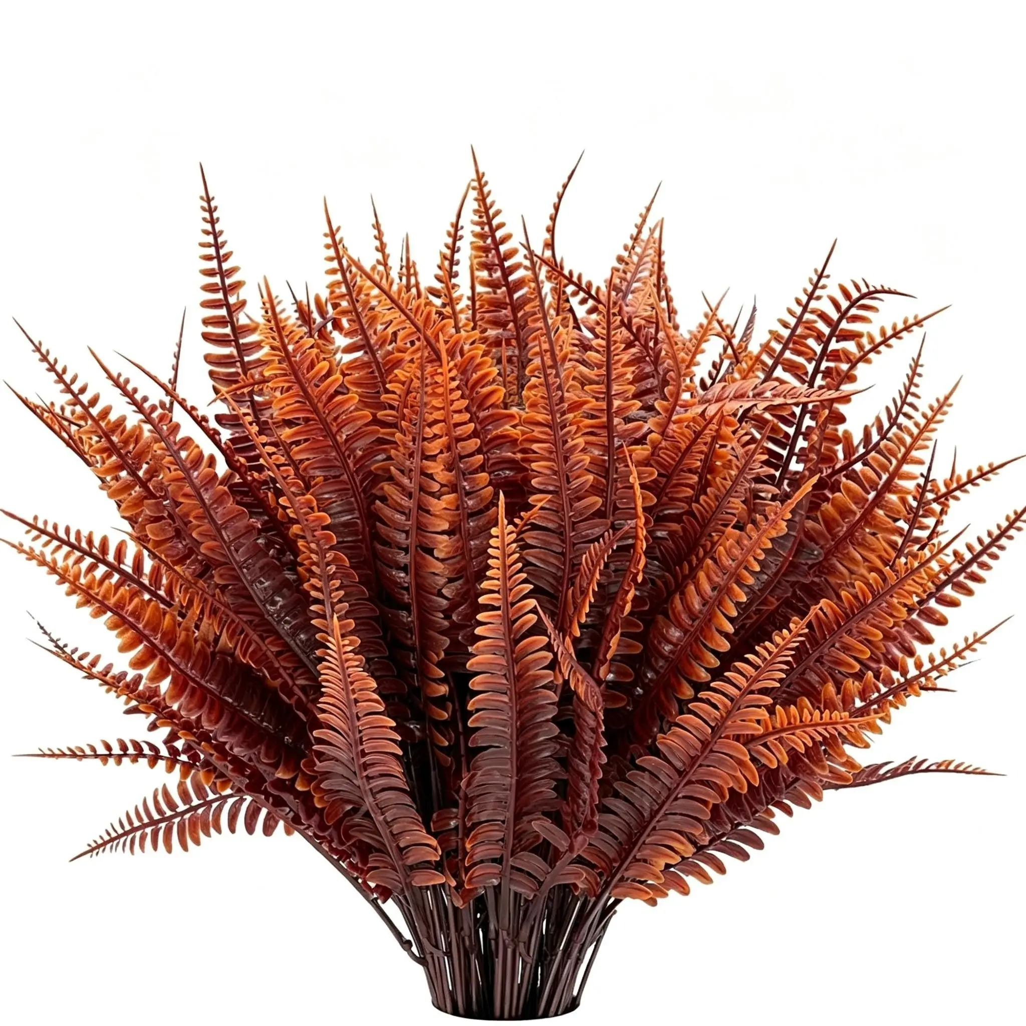 24 Bundles Artificial Fall Greenery, UV Resistant Fake Boston Fern Bushes, Waterproof Plastic Faux Shrub Plants, Outdoor & Indoor Decor
