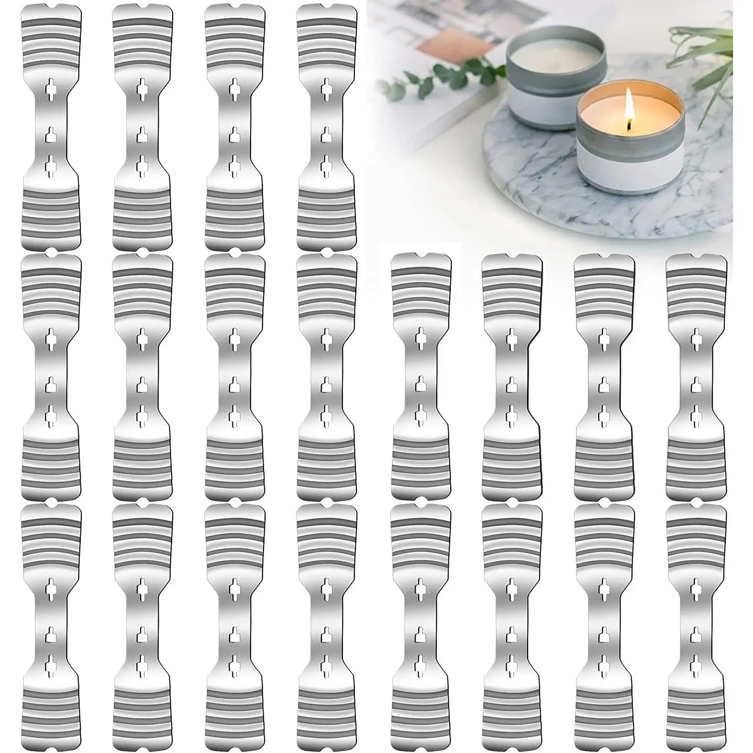 20 Pcs Silver Stainless Steel Metal Candle Wick Holders, Upgraded Candle Wick Centering Devices for Candle Making