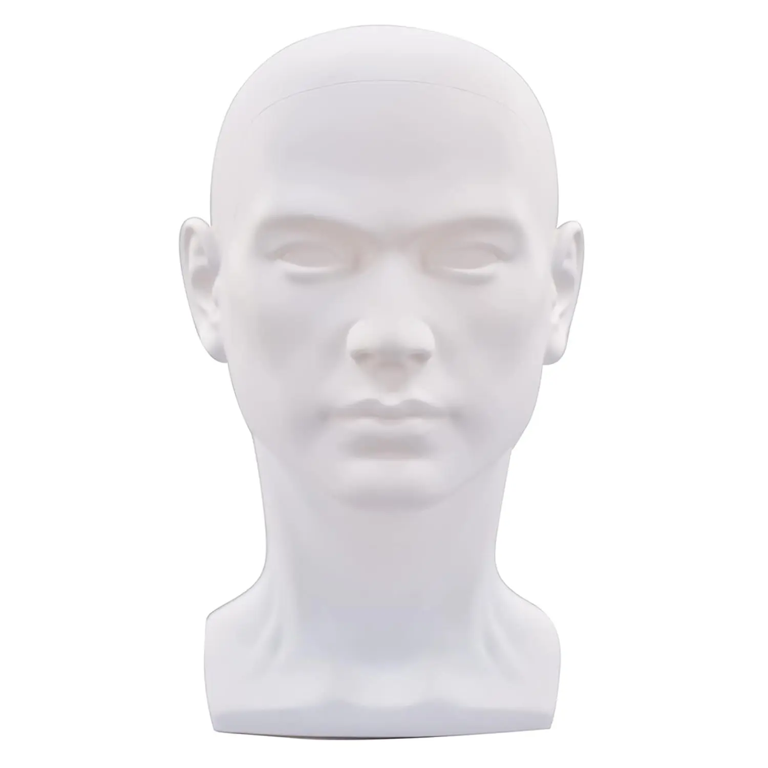PVC Mannequin Head Black Male Manikin Dummy Stand Model Display Hat Scarf Wigs Hair Glasses Hat Beauty Styling Tool (Matte white)