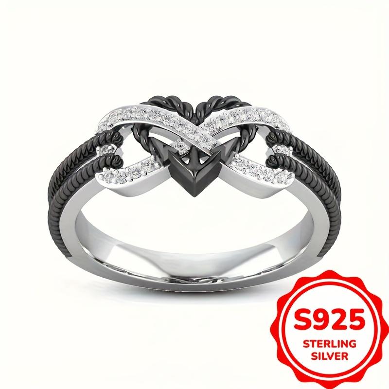 925 Sterling Silvery Infinity Heart Ring for Women Wedding EngaSynthetic Gemstoneent Jewelry Gifts (2.8g)