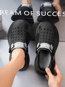 Unisex Two-Way Wear Casual EVA Clogs, 3D Grid Textured Upper, Adjustable Buckle Strap, Breathable Hollow Holes, Non-Slip Chunky Sole, Closed Toe Anti-Kick, Slippers for Home Poolside & Daily Commute