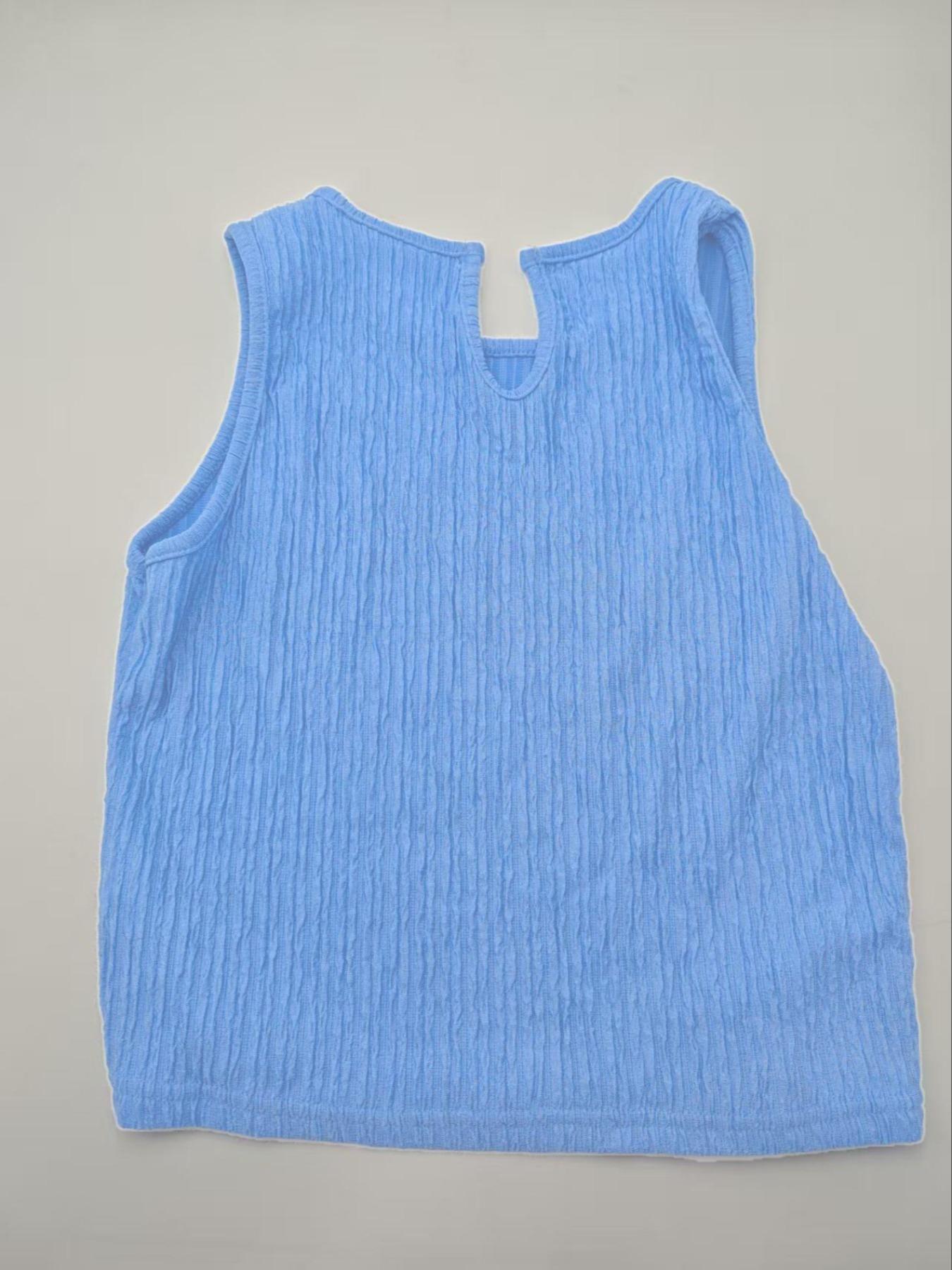 Women's Simple Fashion Solid Color Sporty Casual Tank Top and Shorts Set, Fitted Plain Style Crop Length Non-Outer Vest