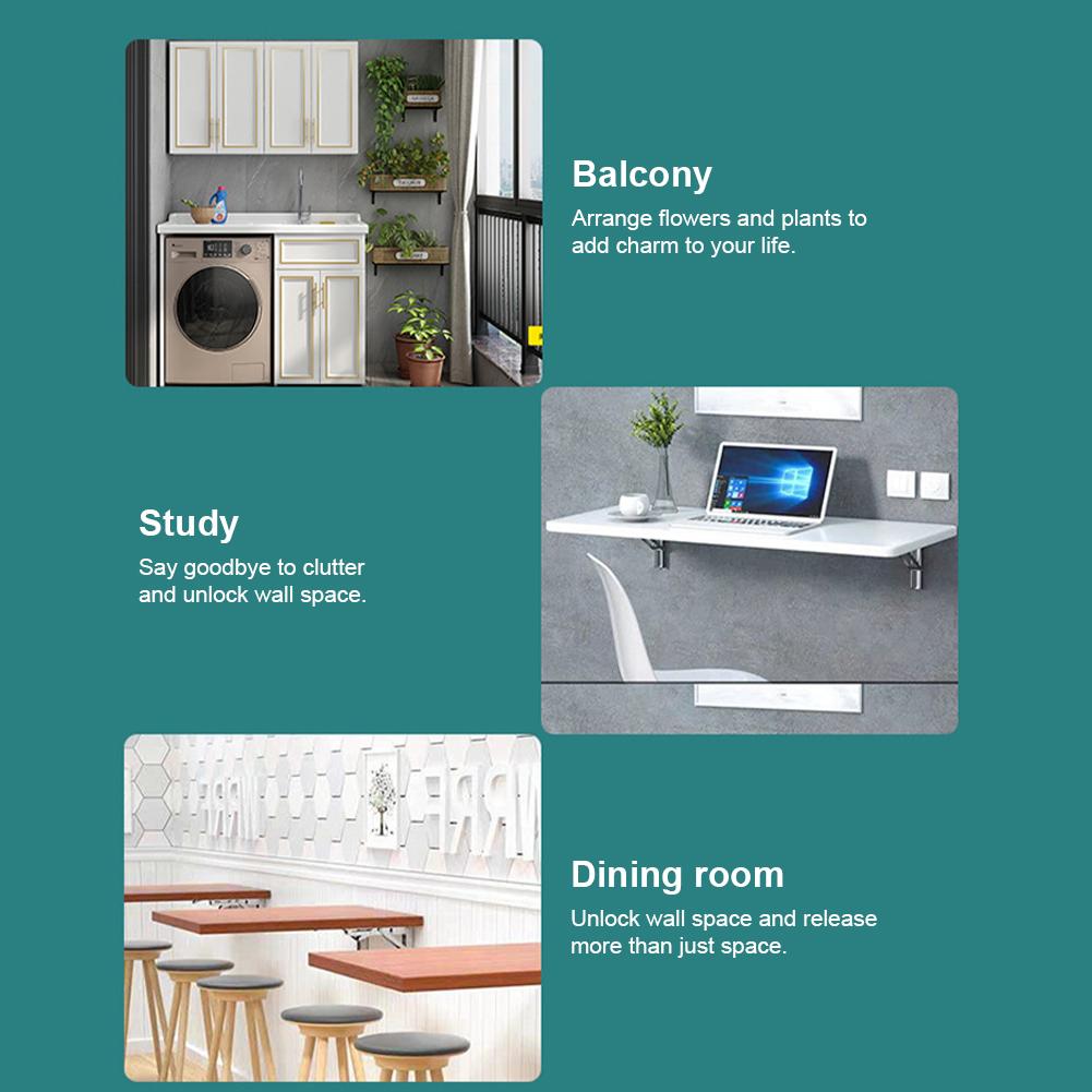 2Pcs Collapsible Shelf Bracket Stainless Steel Max Load 90kg Wall Mounted Floating Shelf Bracket for DIY Home Table Bench