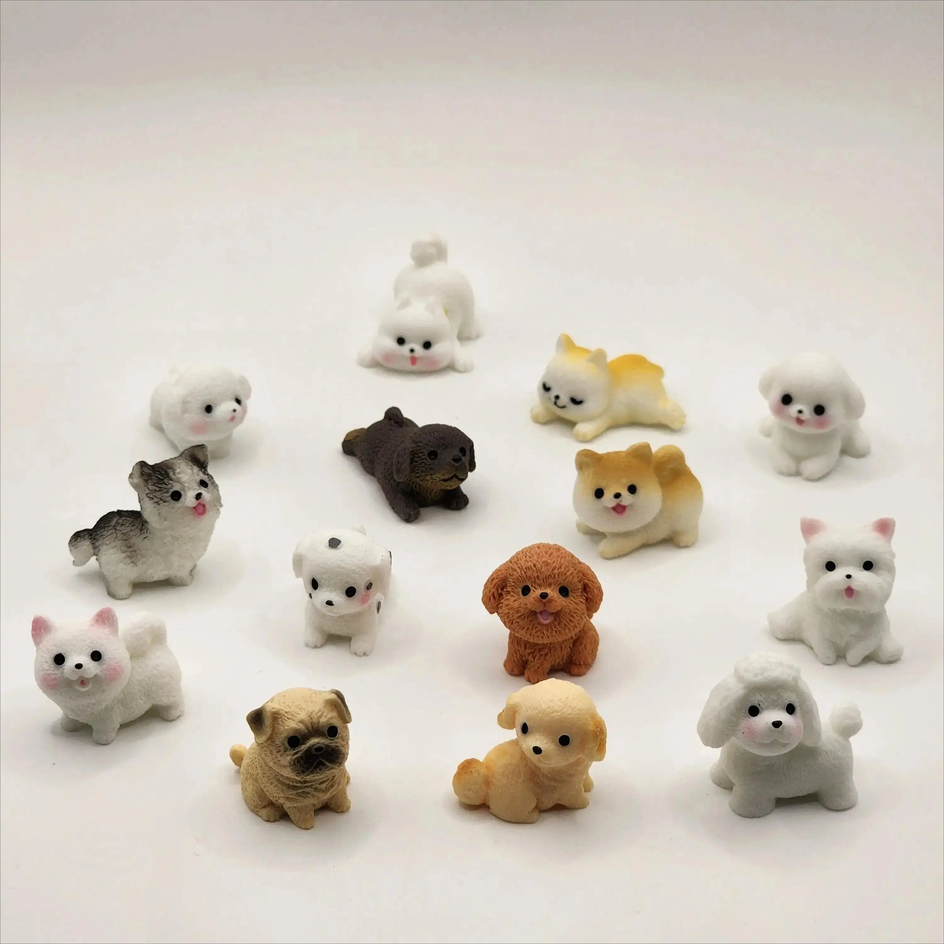 12-Pack Polyester Cute Puppy Mini Figurines, Assorted Dog Breed Miniatures, Desktop Ornaments, Realistic Dollhouse Statues, Collectible Decor Gifts for Hobby Collection (Figurines & Miniatures Category)