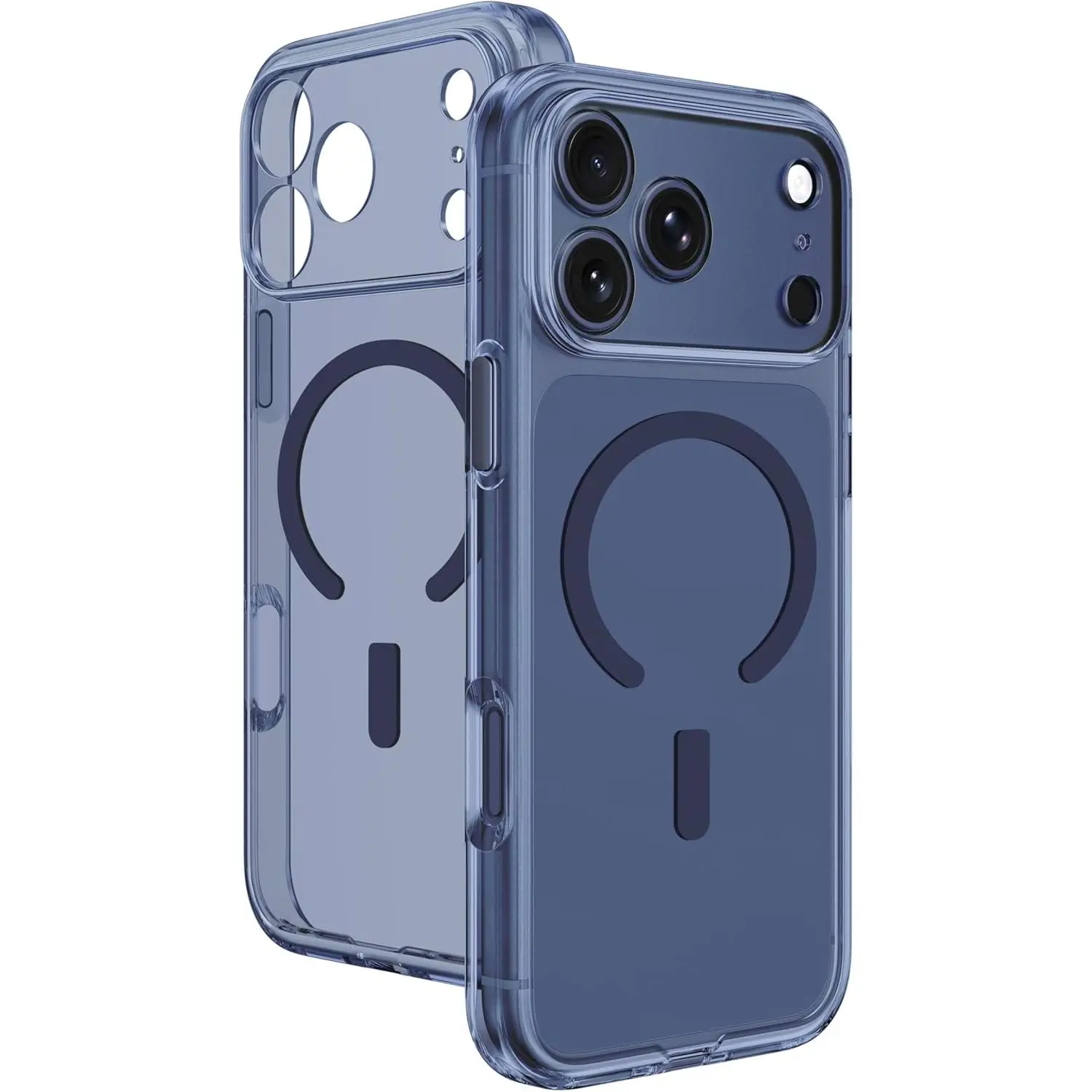 iPhone 17 Pro Max [Minimal LensGuard] Case, Clear Anti-Yellowing Phone Cover with Full Camera Bump Protection, Smooth Button Response, Strap-Ready Design, Blue