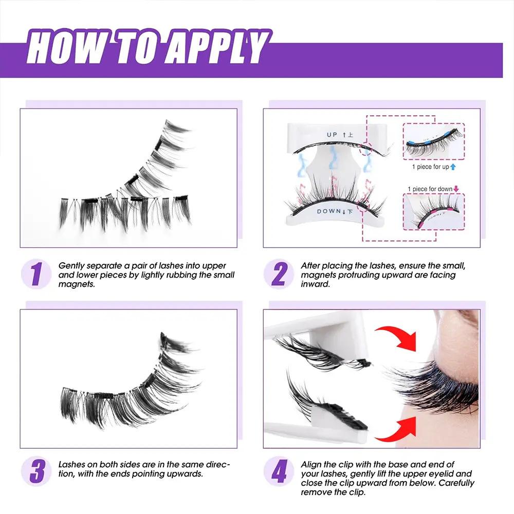 Soft Magnetic Eyelashes, Dual Magnetic False Eyelashes without Eyeliner, Extensions, Waterproof, Reusable, Glue-Free, Eyeliner-Free Makeup Cosmetic,Natural Look