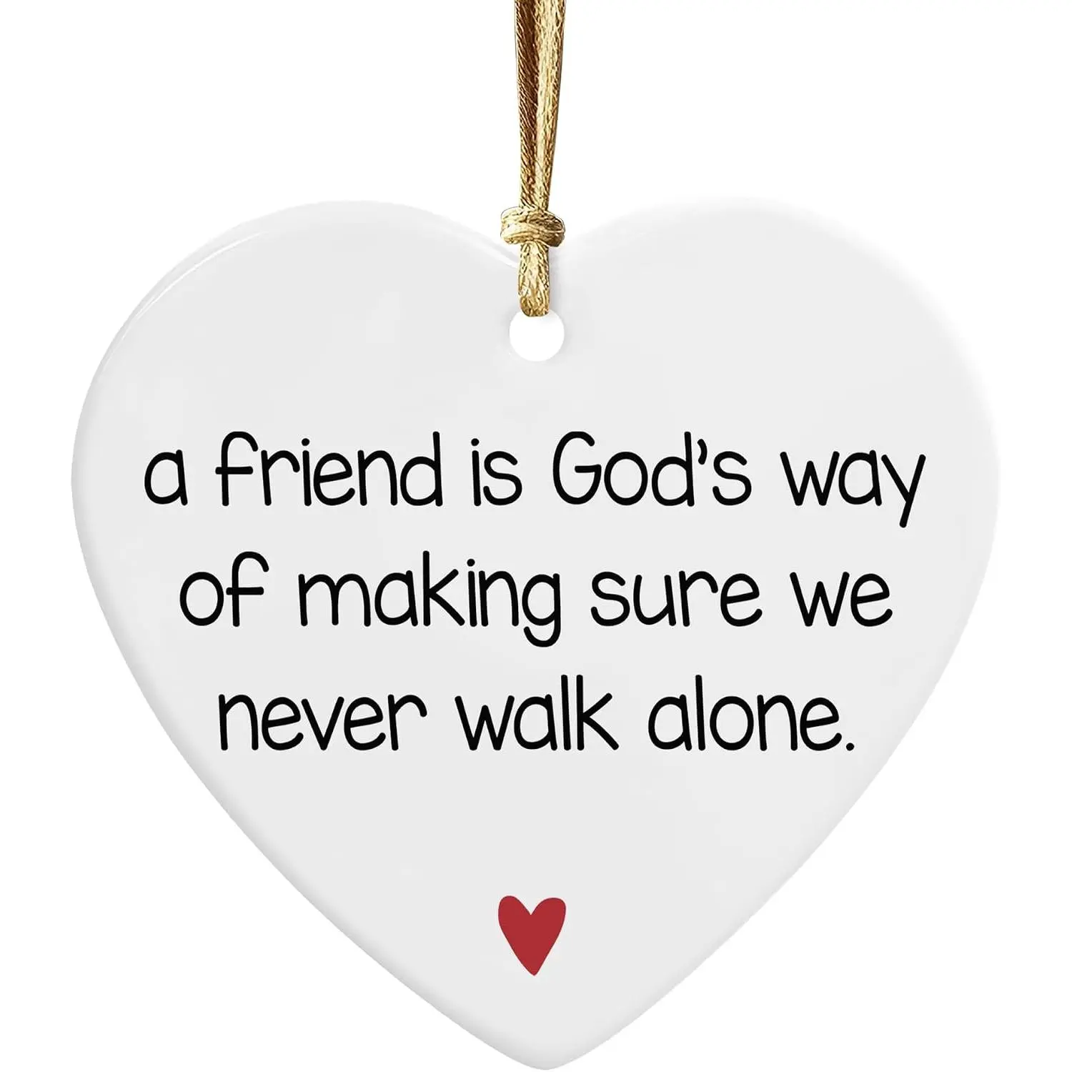NGHYANA Christmas Tree Ornaments 2025 Heart Shaped Ceramic Ornament with Friendship Quote and ,  , 3.1 Inch