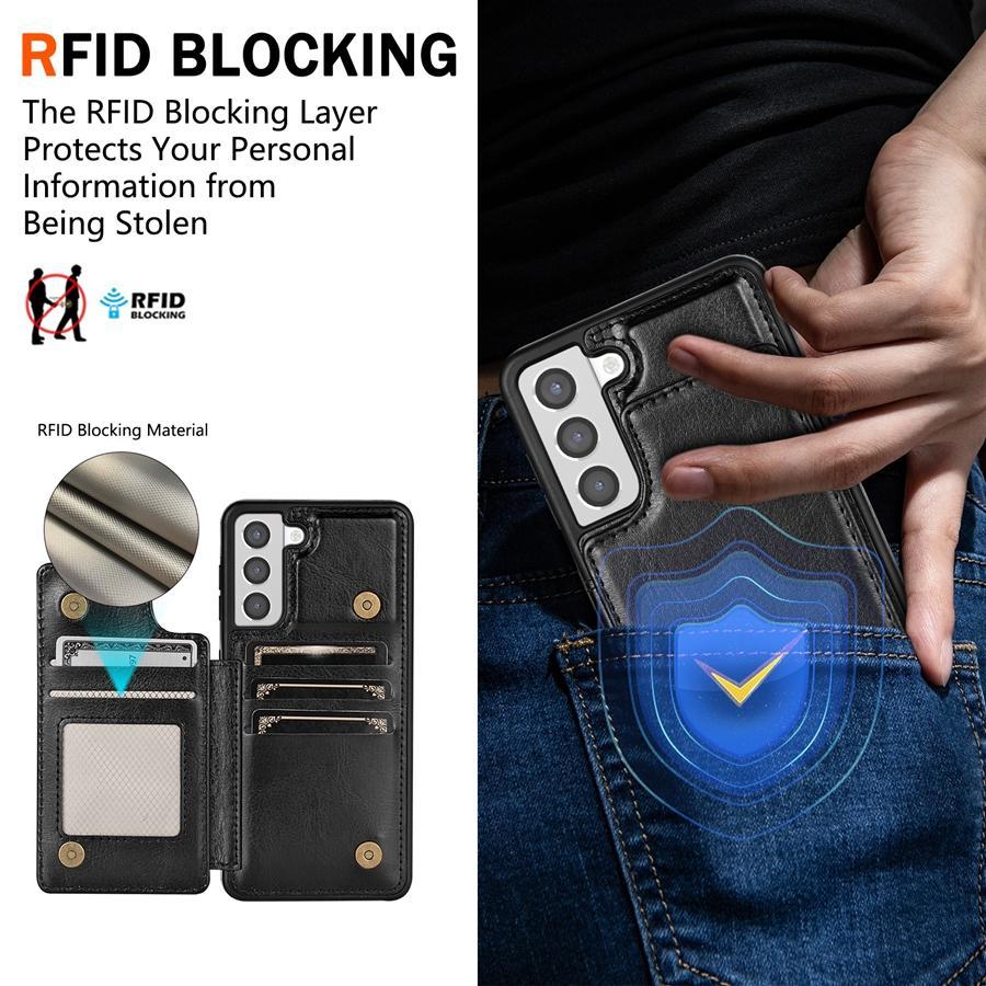 Wallet RFID Blocking Layer Protect Anti-Theft Magnetic Leather Case For Samsung Galaxy A15 A16 A17 A26 A35 A36 A53 A54 A55 A56
