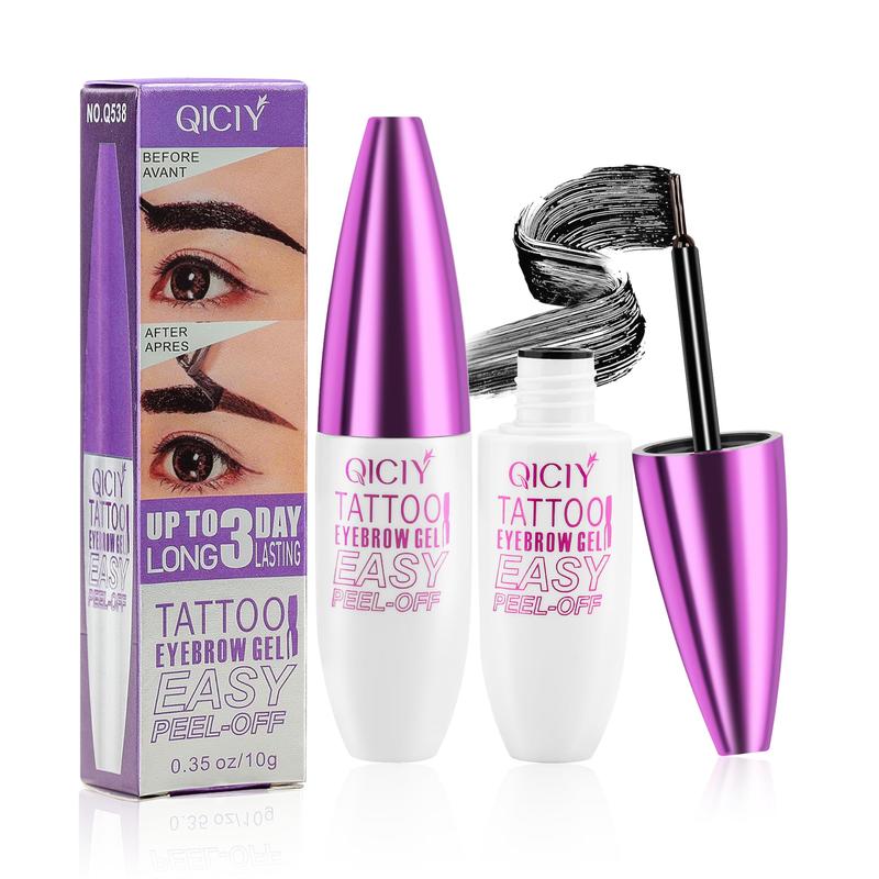 Waterproof Black Peel-Off Eyebrow Tint Gel – Long-Lasting Tattoo Brow Color, Sweat & Transfer Resistant, Suitable for All Skin Types, Perfect Gift Set