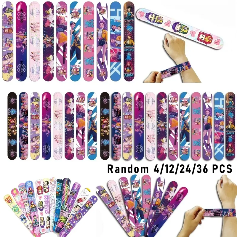 Colorful Anime Girl Slap Bracelets, Fun Snap Wristband Toys for Kids Birthday Party, Classroom Rewards & Holiday Gifts Random Color Random Design Cartoon Kpop Snap Wristband Toys, Cute Mira Zoey Rumi Character Slap Bands,  Classroom Rewards