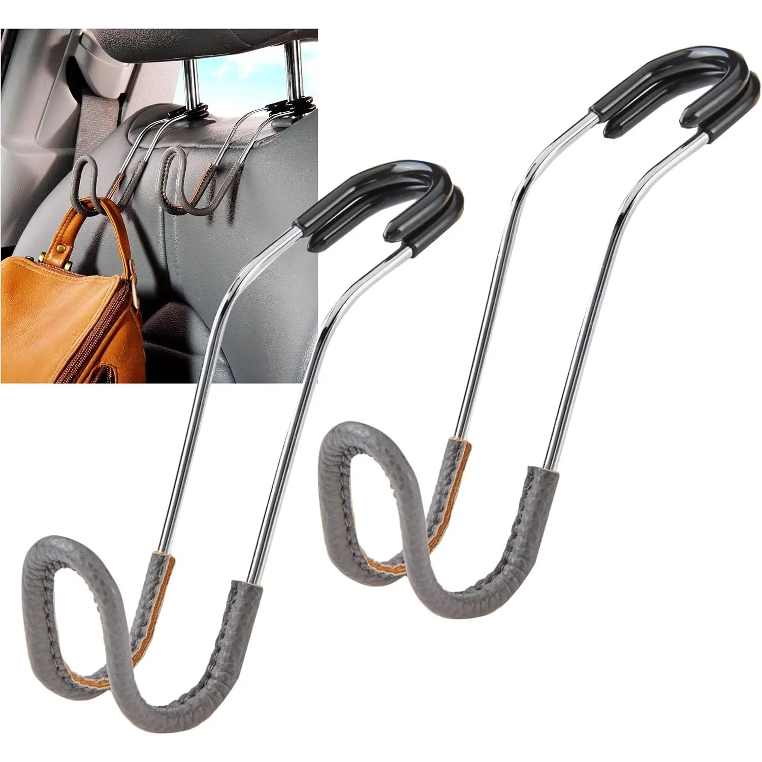 Headrest Hooks for  - Leather  Hooks for Purses and Bags
