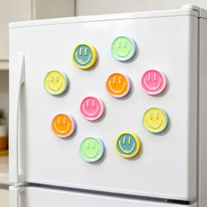5-Piece Multicolor Metal Smile Face Fridge Magnet Pack, Lovely Design Decorative Magnets for Kitchen Refrigerators, Office Whiteboards to Fix Notes & Beautify Space