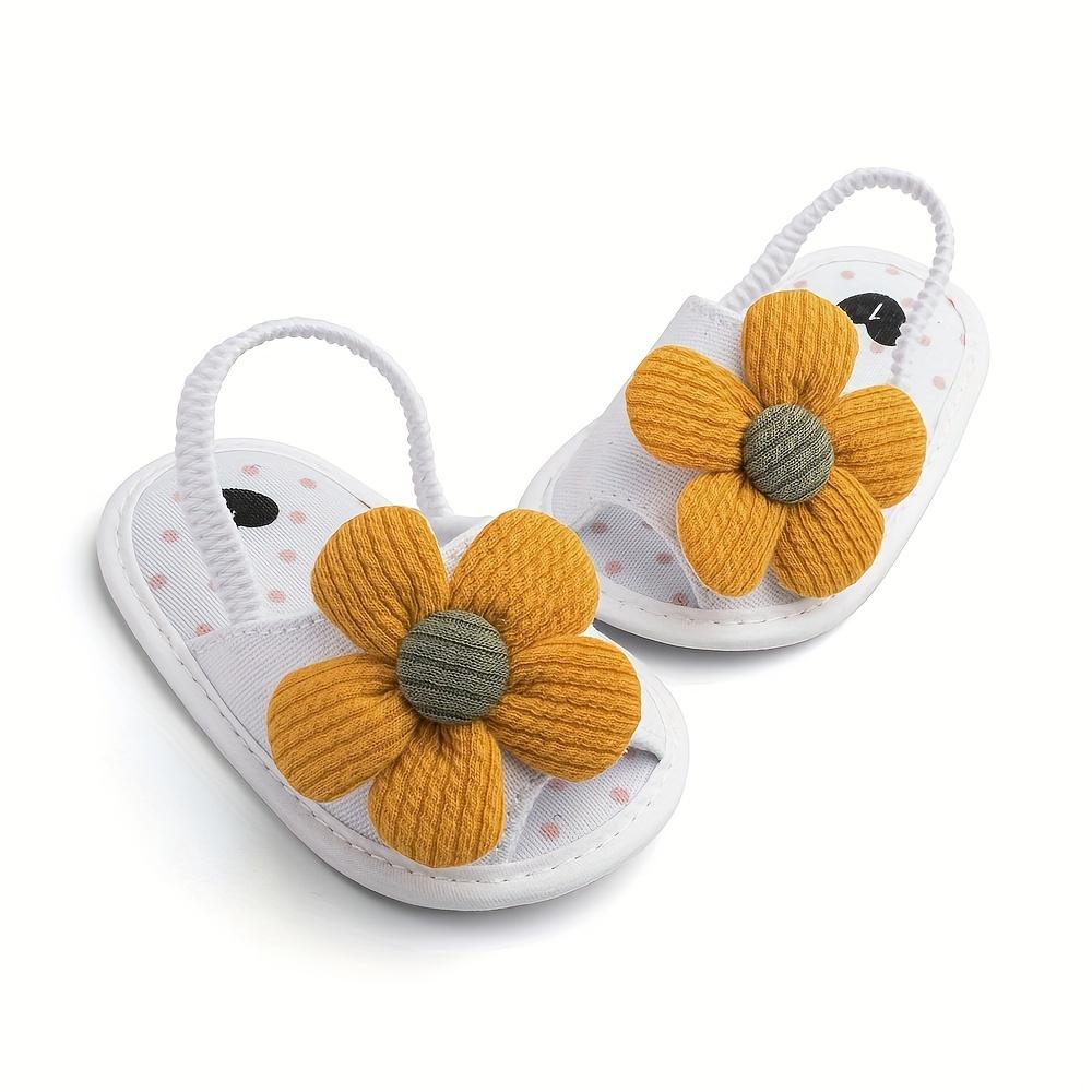 Trendy Cute Flower Decor Sandals Baby Girls, Breathable Lightweight Walking Shoes And