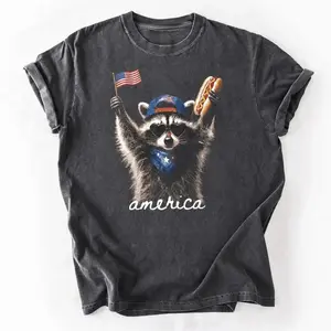 Feral & Free Raccoon Shirt, Funny Patriotic 4th of July Tee, USA Independence Day Shirt, Retro Freedom Gift for Men and Women. Print Tee