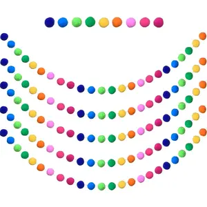 5 Pieces Colorful Pom Pom Ball Garland 6.5 Feet Long 24 Balls for Party Home Decorationfidget toys