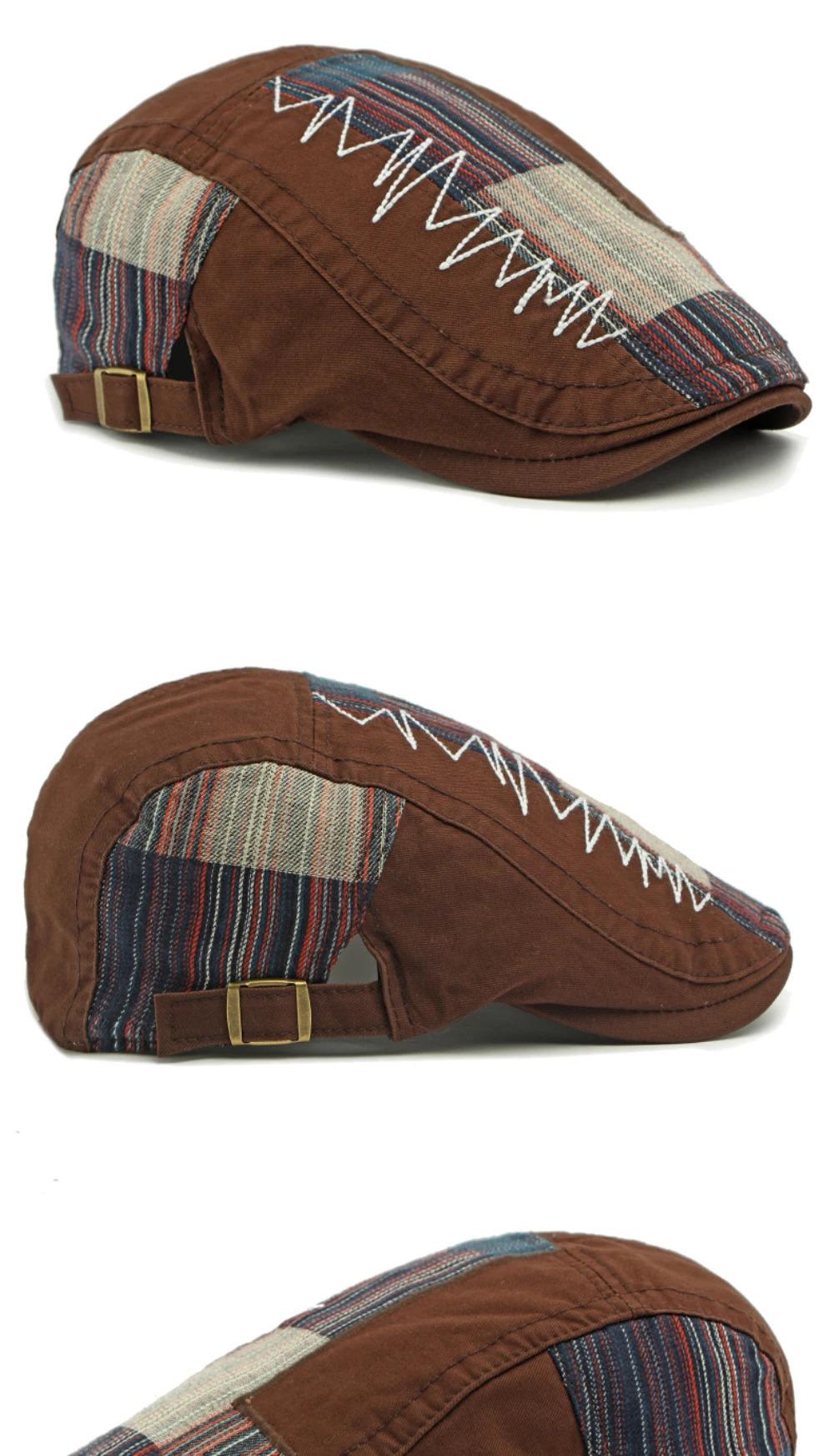 HT4806 Beret Cap Spring Summer Autumn Hats for Men Women Vintage Patchwork Beret Hat Male Female Ivy Flat Cap Adjustable Berets