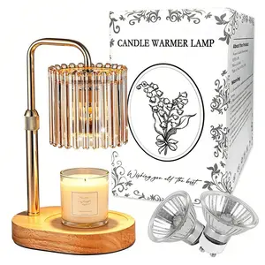 Adjustable Wax Melt Lamp Gold Floral No Flame Candle Warmer Timer Home Aesthetic Decoration