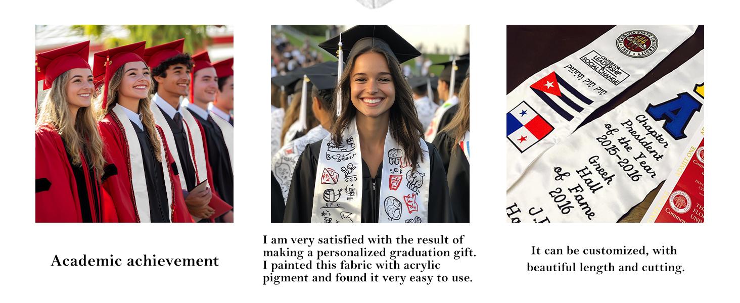 60 Inch Graduation Stole, Unisex Satin Sash for High School & College Graduation Ceremony