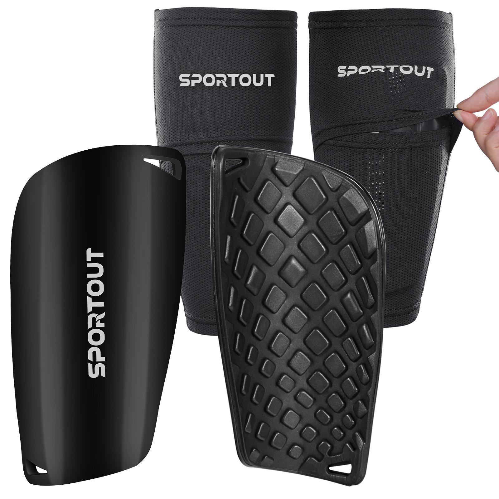 Sportout Shin Guards, 1 Set Breathable Sleeves and Hard Shell, Sports & Outdoor Accessories