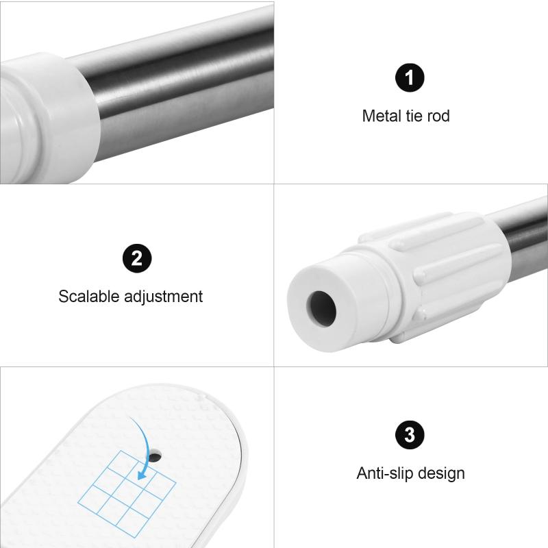 Thickened Stainless Steel Retractable Tension Pole Adjustable Telescopic Clothes Drying Rod For Bathroom Shower Window 50-80Cm