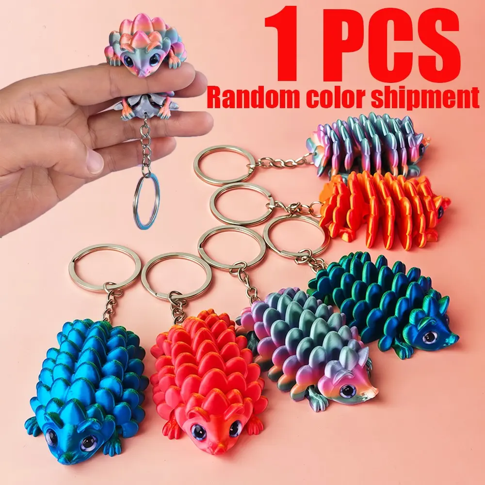 Poseable Hedgehog Keychain Decoration, 3D Printed Cute Big Eye Animal Statue, Mini Desktop Display, Birthday Gift, Collector's Item