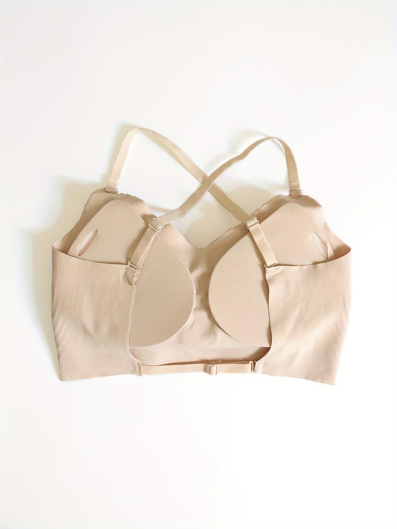 1-Pack Multi-Style Backless Bra for Women with Small Chests, Push-Up U-Shaped and X-Shaped Backless Design, Detachable Straps, Seamless