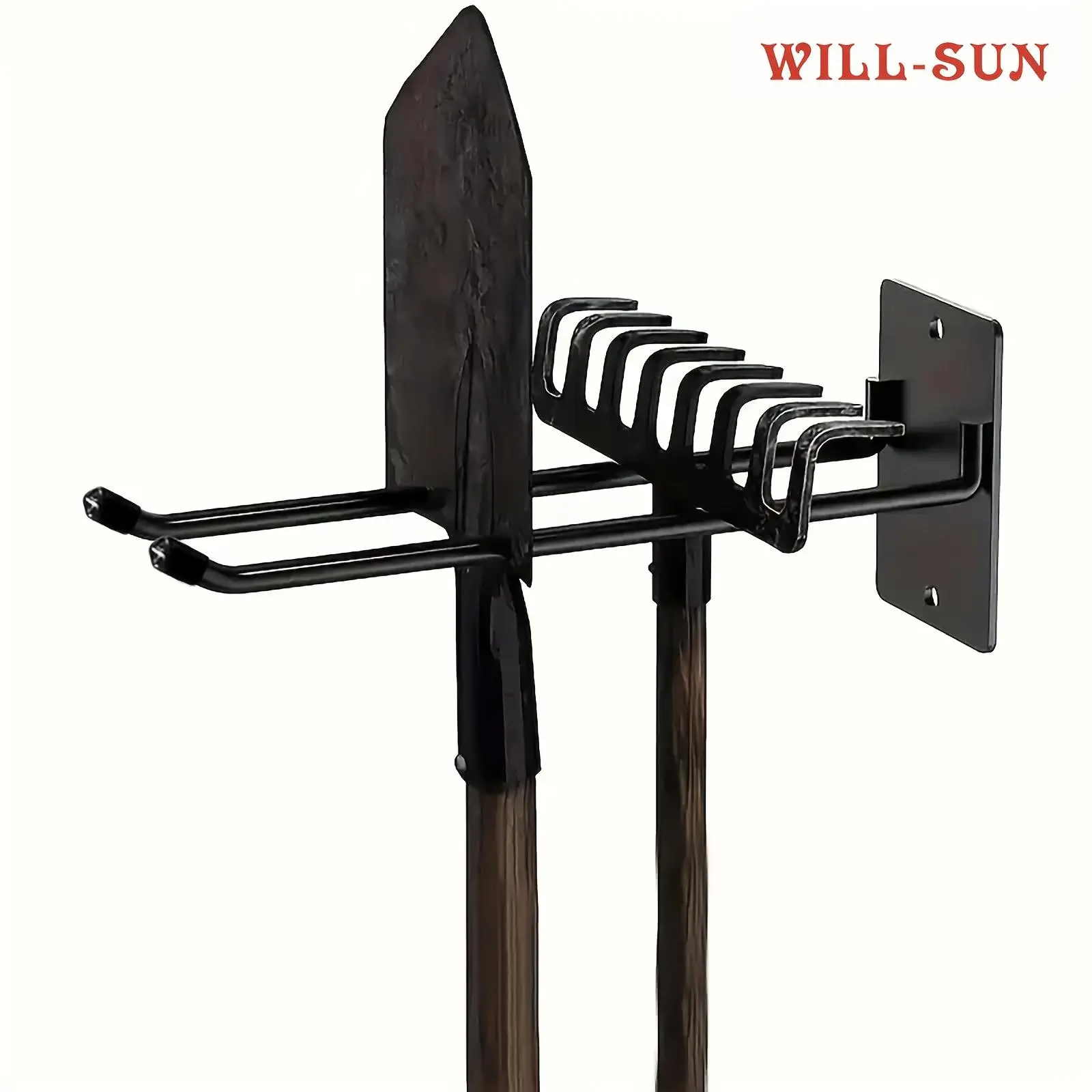 1pc Wall-Mounted Metal Tool Rack - Broom Holder Wall-Mounted Metal Rack, Multi-Purpose Shovel Organizer, Durable Garage and Garden Tool Storage Organizer, Garage and Garden Rack for Shovels, Rakes, Brooms - Heavy-Duty Iron Storage Hook, Easy