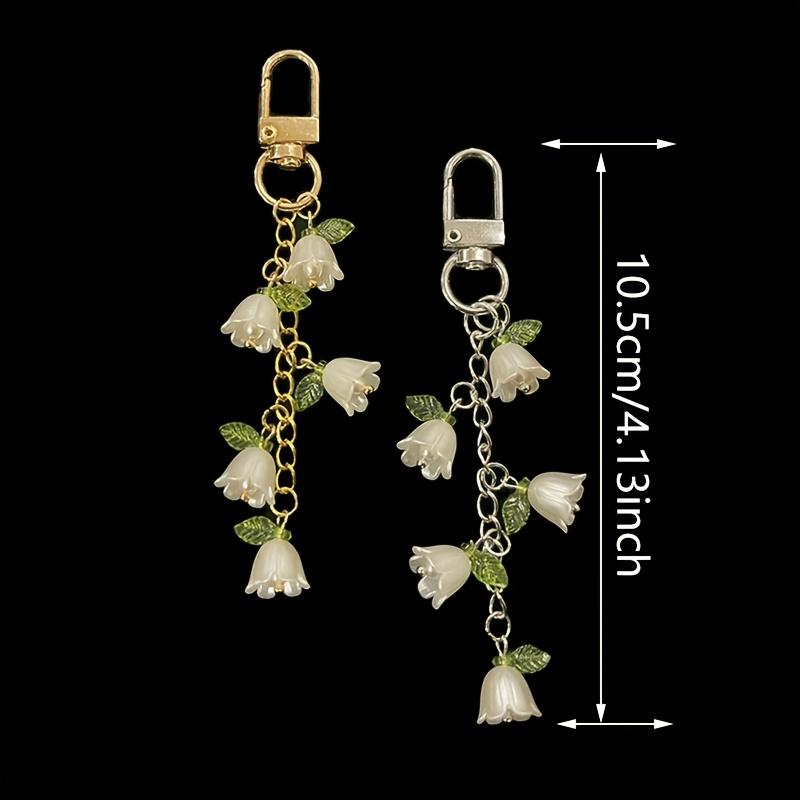 1/20pcs Orchid Keychain with Tassel Beads, Keychain for Bags, Key