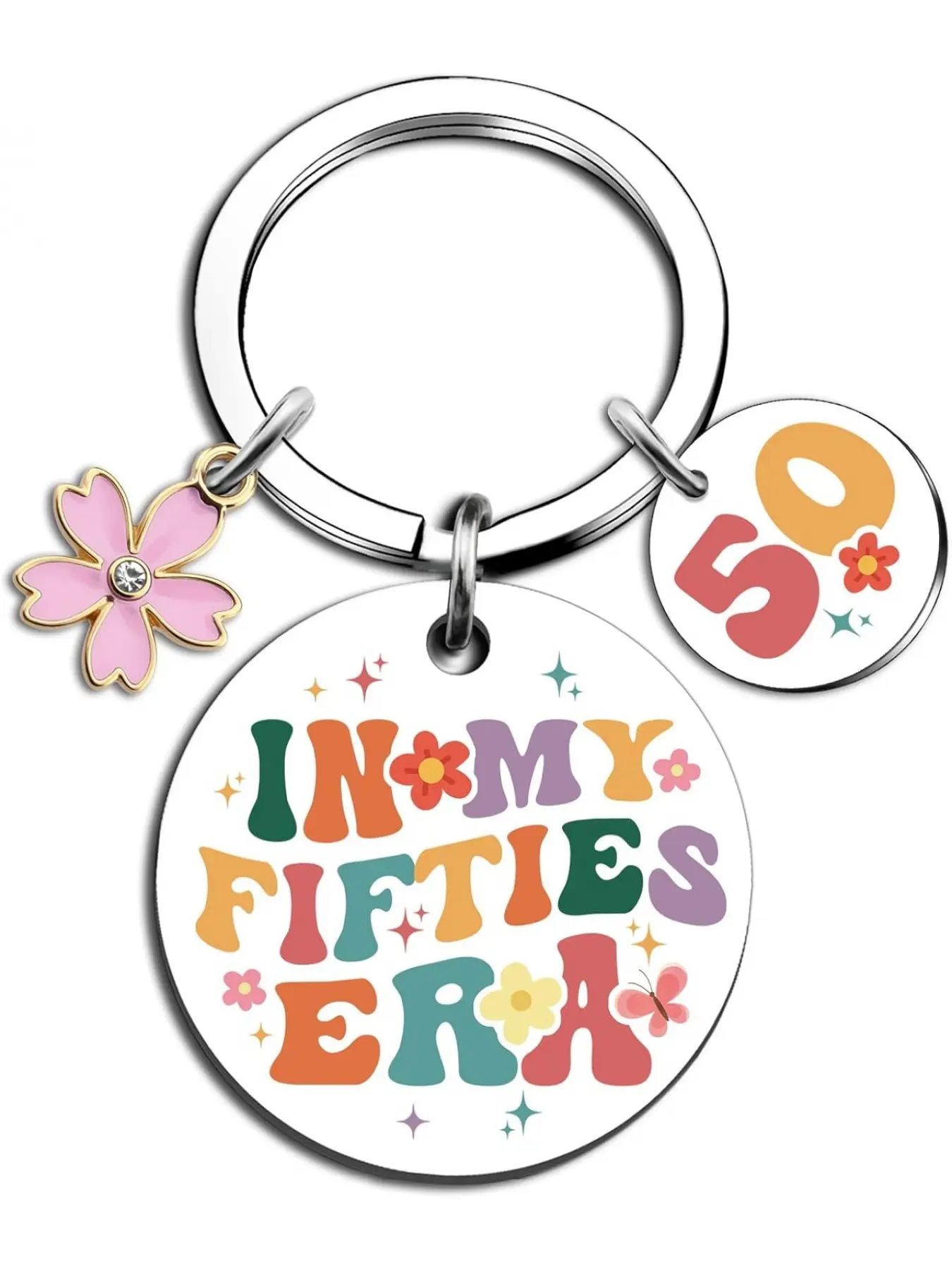 50th Birthday Gifts for Her 50th Birthday Decorations Keychain 50th Birthday Gifts for Women 50 And Fabulous Birthday Party Decorations Gift for Turning Happy 50 Birthday Woman Keychain Included