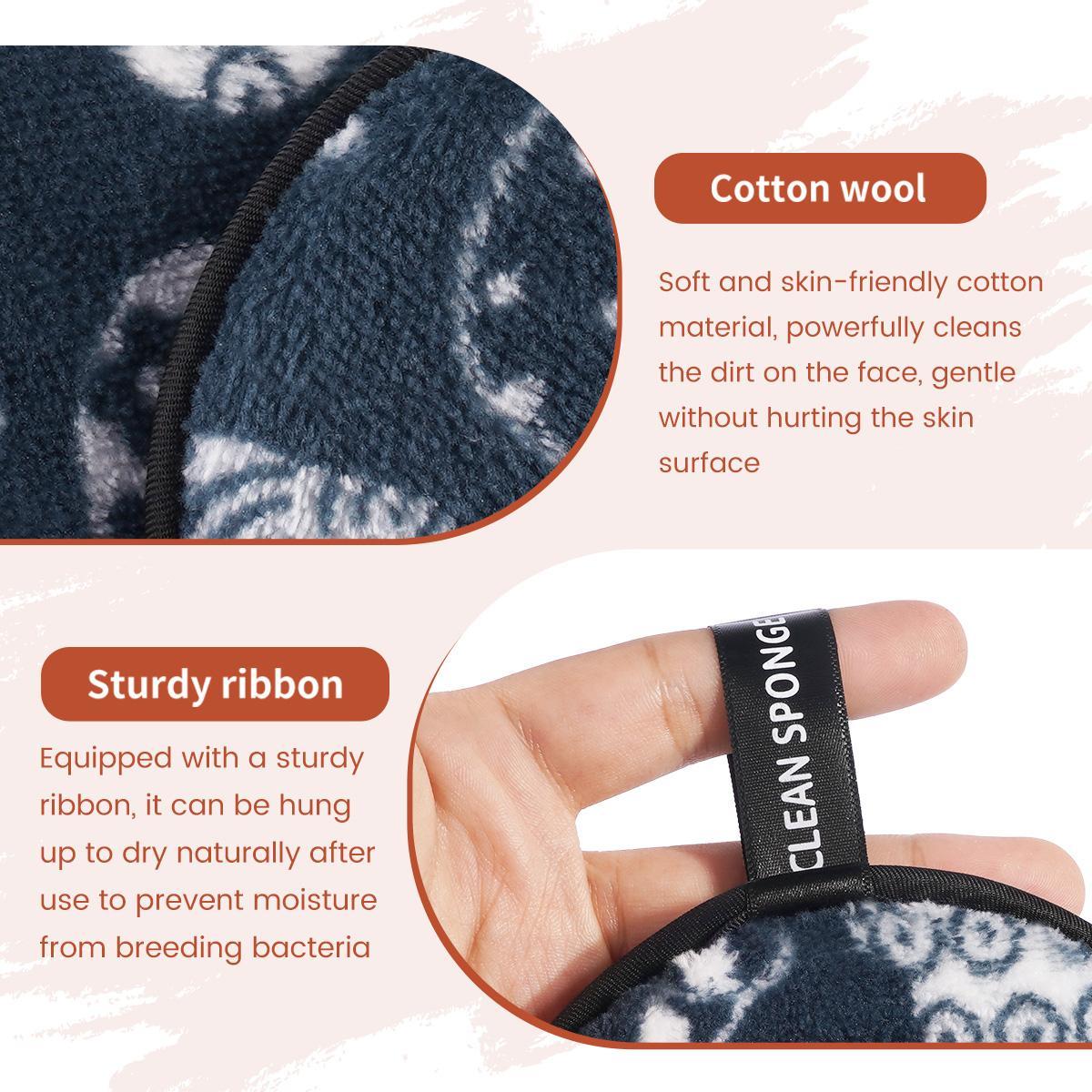 Makeup Remover Powder Puff, 6 Counts/set Reusable & Washable Makeup Remover Puff, Facial Cleansing Puff, Facial Skin Care Tool for Women