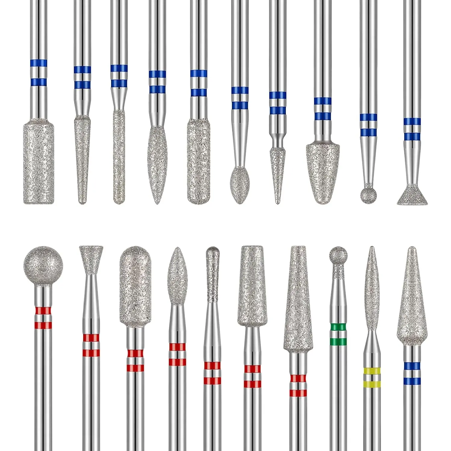 20-Piece Steel Diamond Drill Bit Set with Storage, 3/32in Cuticle Tool Kit, Compatible with Electric Nail Files, for Acrylic Gel Removal, Salon & Home Manicure-Pedicure Use, Smooth
