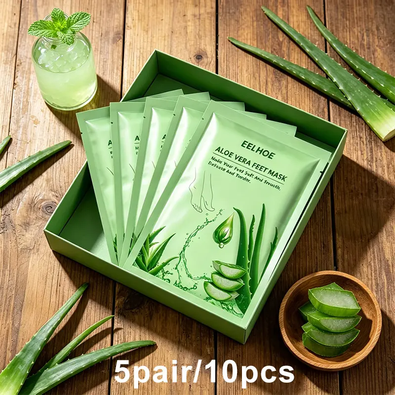10pcs/5Pairs Feet Exfoliating Dead Skin Removal For Feet Foot Mask Skin Care Foot Care Product Foot Peeling Aloe Feet Masks Socks Foot Cream for Moisturizing