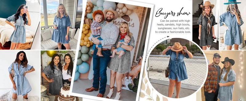 FMEYOA Womens Summer Denim Dress Button Down Short Sleeve Babydoll Dress Puff Sleeve Flowy Jean Dress FMEYOA Womens Summer Denim Dress Button Down Short Sleeve Babydoll Dress Puff Sleeve Flowy Jean Dress