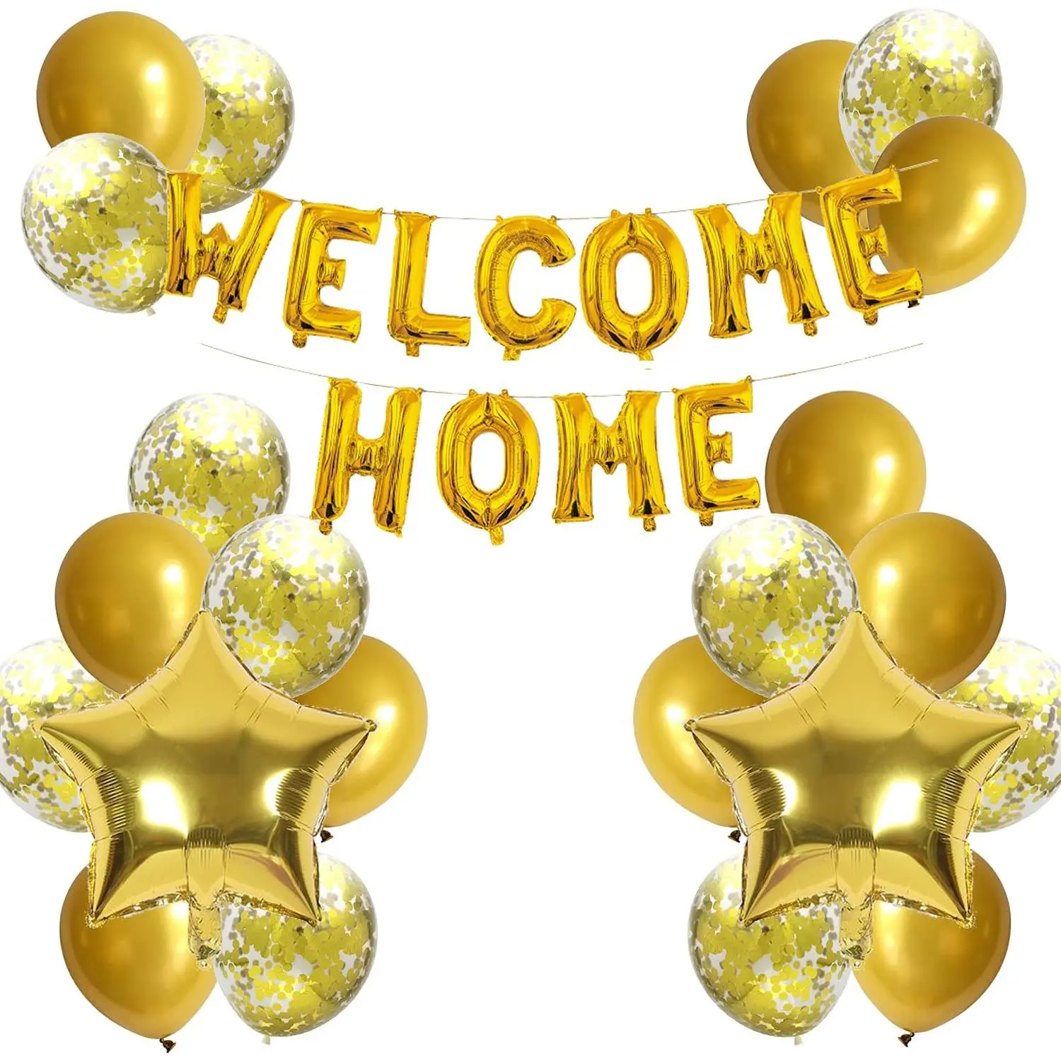 Welcome Home Letter Balloon Banner with Star Confetti Balloons for Army Military Theme Deployment Return Home Family Party Decorations